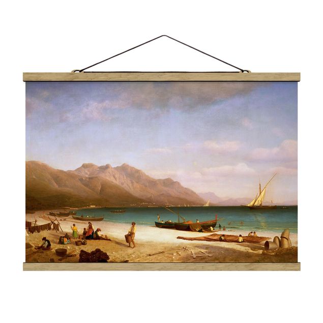 Stoffbilder mit Holzleisten Albert Bierstadt - Der Golf von Salerno