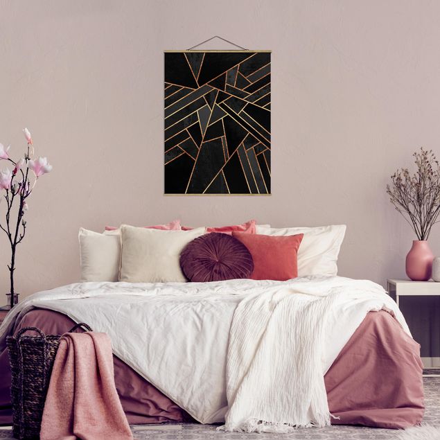 Wandbilder abstrakt Schwarze Dreiecke Gold