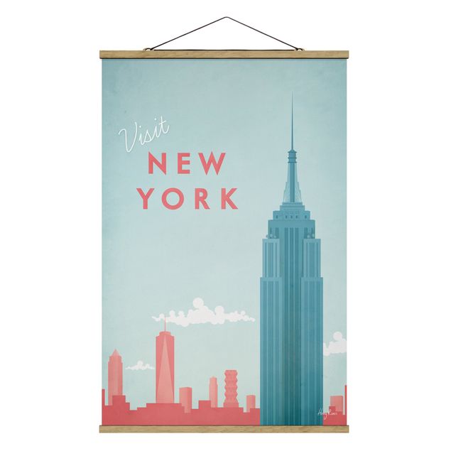 Stoffbild mit Posterleisten - Reiseposter - New York - Hochformat 2:3