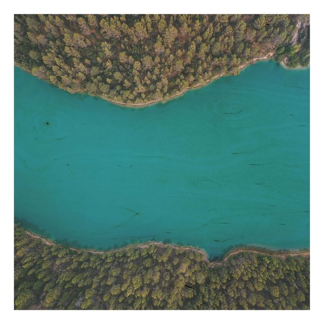 Holzbild Natur Luftbild - Tiefblauer See