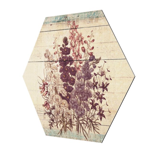 Hexagon Bild Alu-Dibond - Botanischer Vintage Strauss