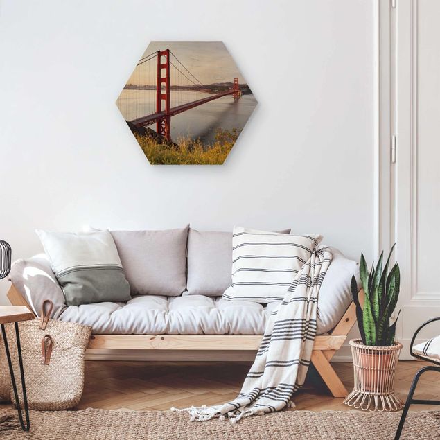 Holzbild Skyline Golden Gate Bridge in San Francisco