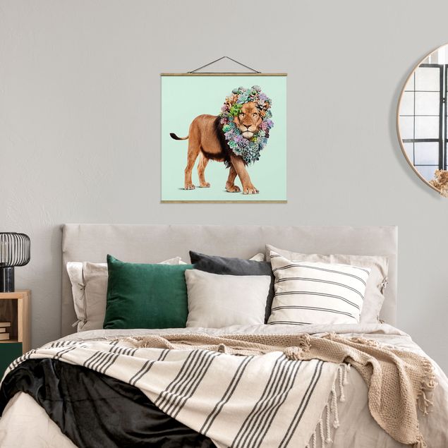 Wandbilder Löwe mit Sukkulenten