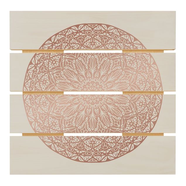 Holzbild - Mandala Ornament in Kupfergold - Quadrat 1:1