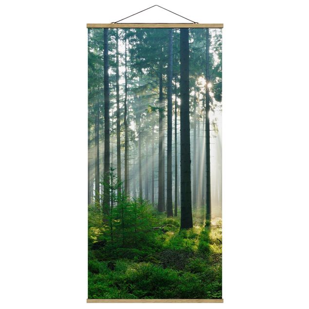 Stoffbild mit Posterleisten - Enlightened Forest - Hochformat 1:2