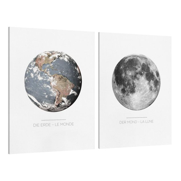 Schöne Wandbilder Mond und Erde