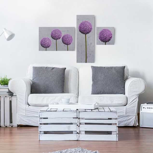 Leinwandbild 3-teilig - Allium Blüten Kugeln - Collage 2