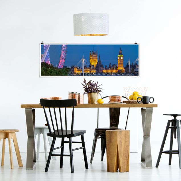 Poster bestellen Big Ben und Westminster Palace in London bei Nacht