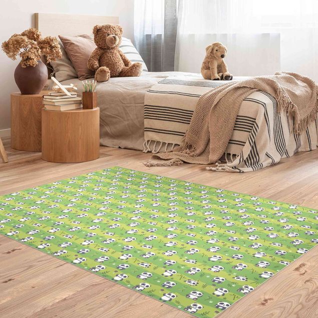 Teppiche Süße Pandabären Tapete grün
