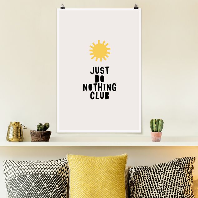 Schwarz-Weiß Poster Do Nothing Club Gelb