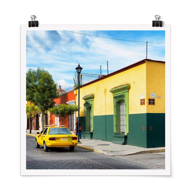 Poster - Bunte mexikanische Straße - Quadrat 1:1