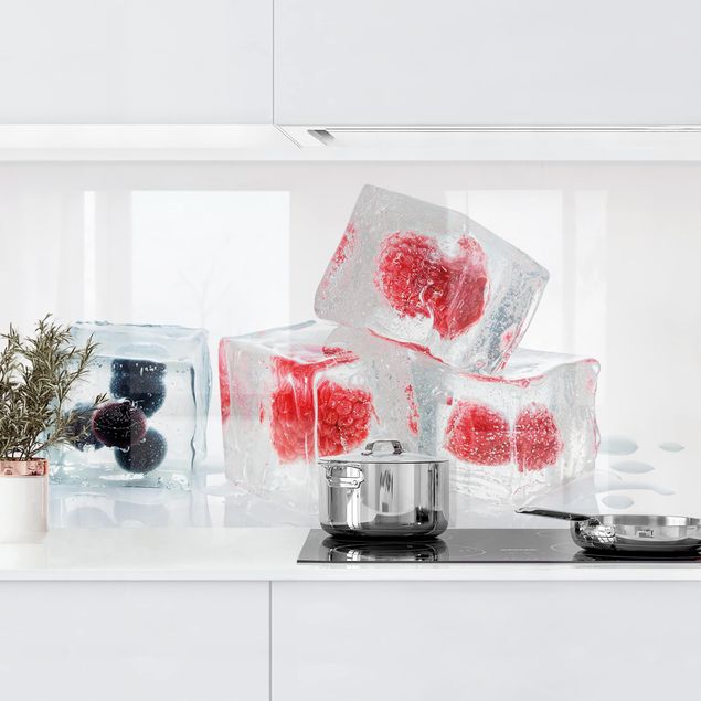 Küchenrückwände Platte Früchte im Eiswürfel