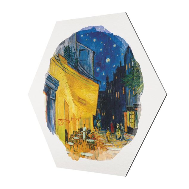 Alu Dibond Bilder Wasserfarben - Vincent van Gogh - Café-Terrasse in Arles