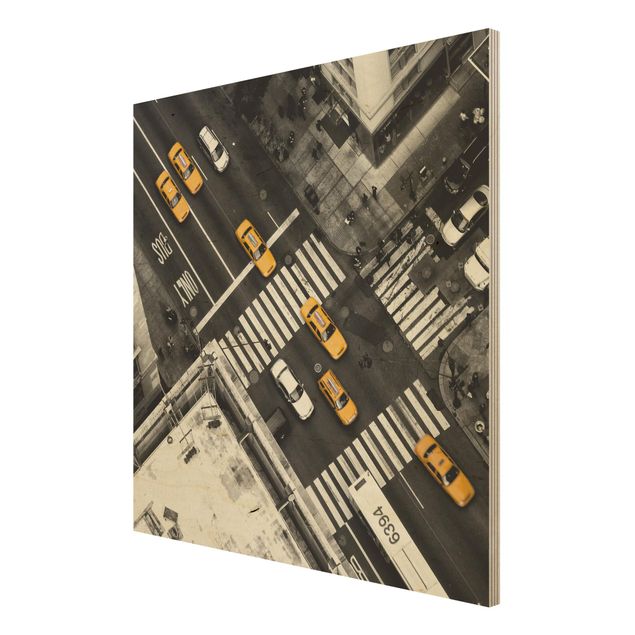 Wandbild Holz New York City Cabs