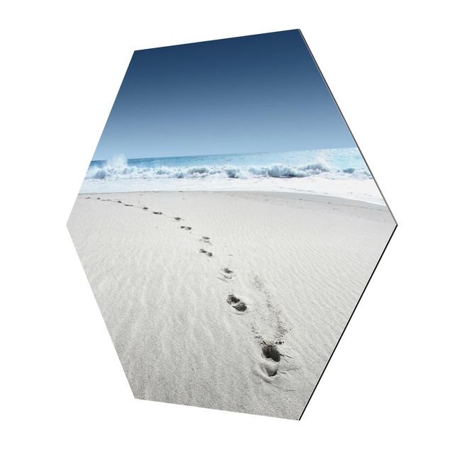 Hexagon Bild Alu-Dibond - Spuren im Sand