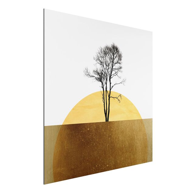 Schöne Wandbilder Goldene Sonne mit Baum