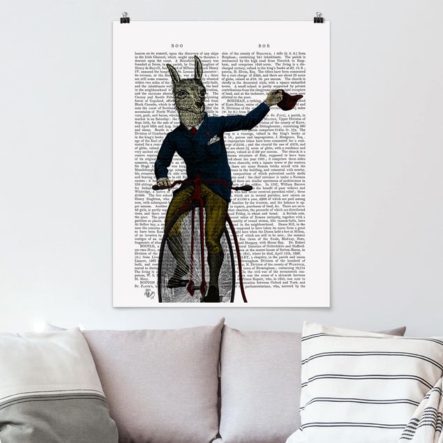 Poster - Tierlektüre - Lama auf Fahrrad - Hochformat 3:4
