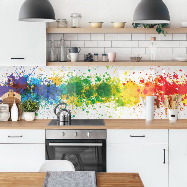 Küchenrückwand Muster Rainbow Splatter I