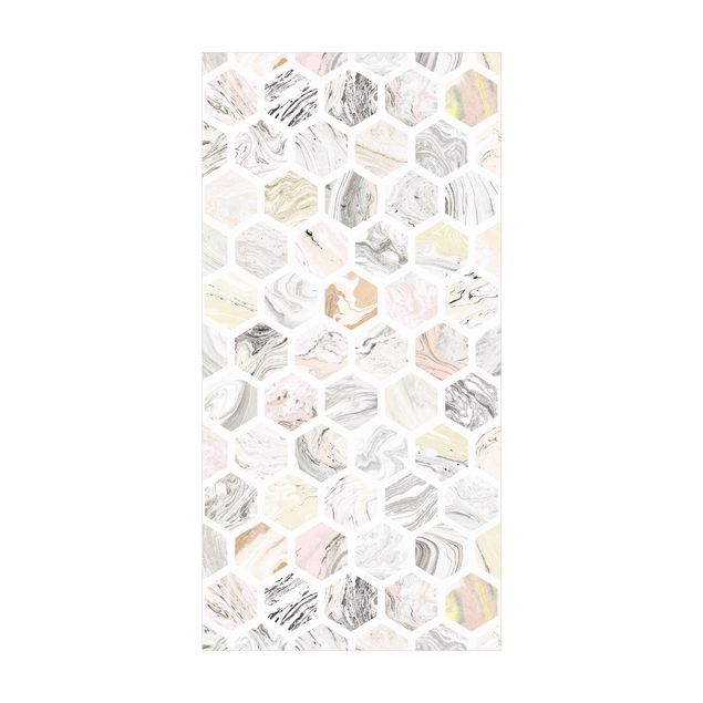 Teppich Steinoptik Marmor Hexagone in Beige