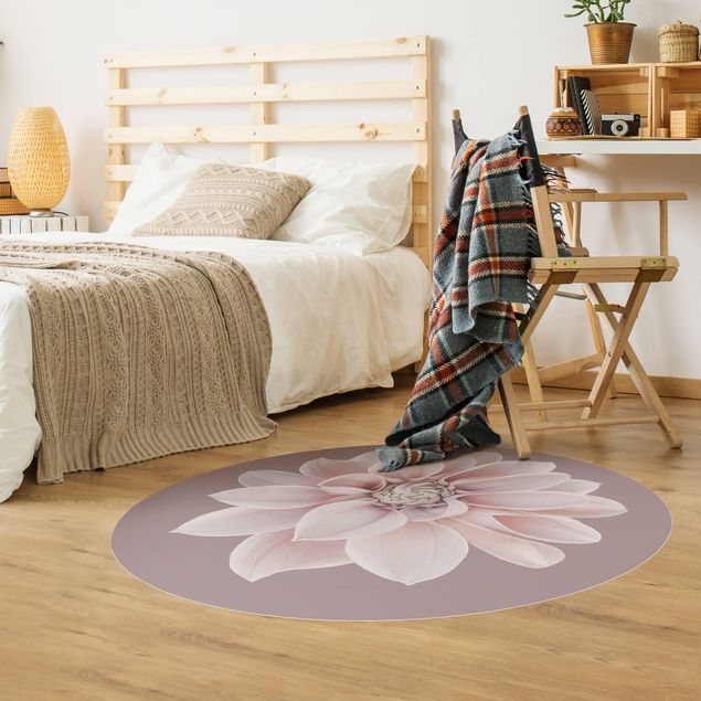 Moderner Teppich Dahlie Blume Lavendel Weiß Rosa