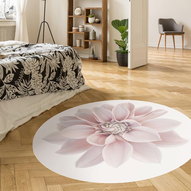 Moderne Teppiche Dahlie Blume Pastell Weiß Rosa