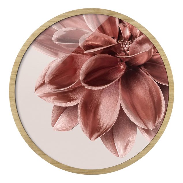 Bilder mit Rahmen Dahlie Blume Rosegold Metallic Detail