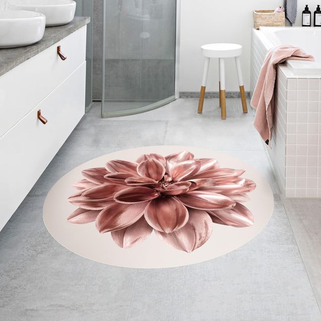 Moderne Teppiche Dahlie Blume Rosegold Metallic