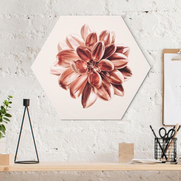 Schöne Wandbilder Dahlie Rosegold Metallic Rosa
