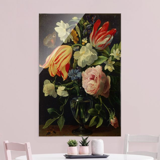 XXL Glasbilder Daniel Seghers - Vase mit Blumen