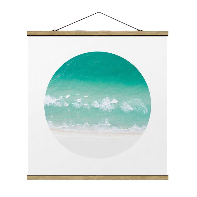 Stoffbild mit Posterleisten - Das Meer im Kreis - Quadrat 1:1