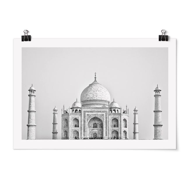Poster Taj Mahal in Grau