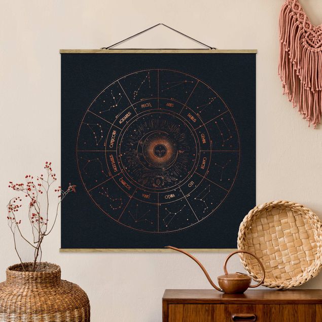 Schöne Wandbilder Astrologie Die 12 Sternzeichen Blau Gold