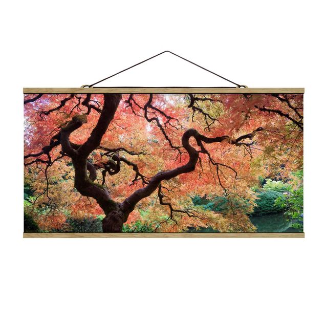Stoffbild mit Posterleisten - Japanischer Garten - Querformat 2:1