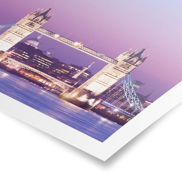 Poster - Tower Bridge in London at Night - Quadrat 1:1