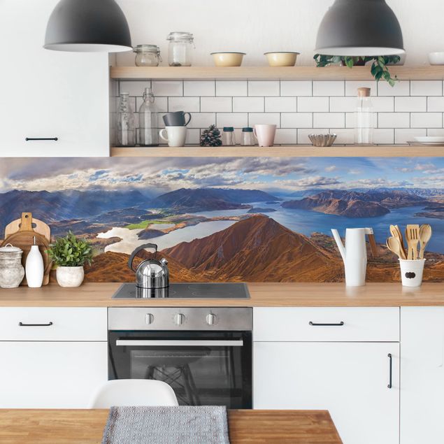 Küchenrückwand Glas Wald Roys Peak in Neuseeland