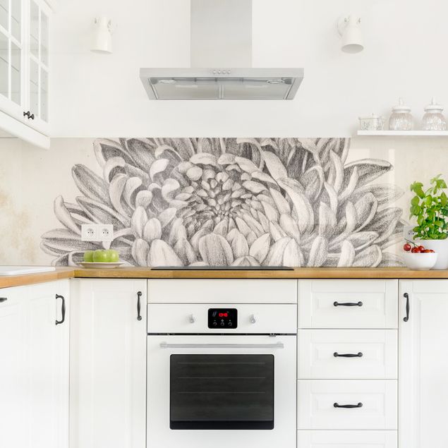 Küchenrückwand Glas Motiv Blumen Botanische Studie Chrysantheme II