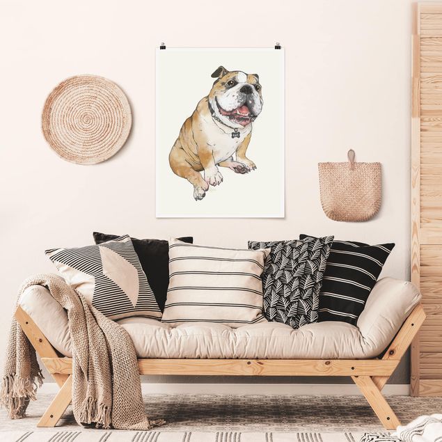 Kunstdrucke Poster Illustration Hund Bulldogge Malerei