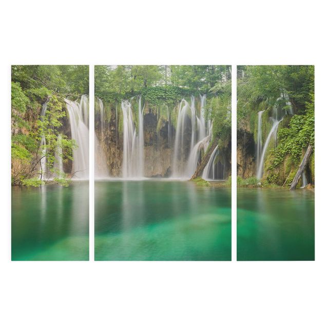 Moderne Leinwandbilder Wohnzimmer Wasserfall Plitvicer Seen