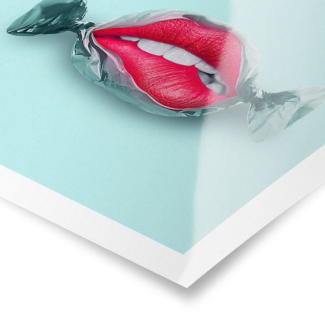 Poster - Jonas Loose - Bonbon mit Lippen - Quadrat 1:1