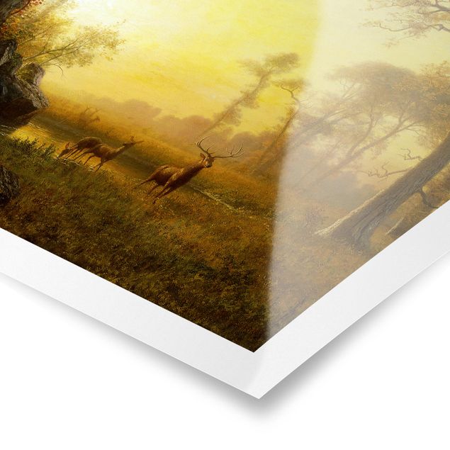 Tiere Poster Albert Bierstadt - Sonnenbeschienene Lichtung