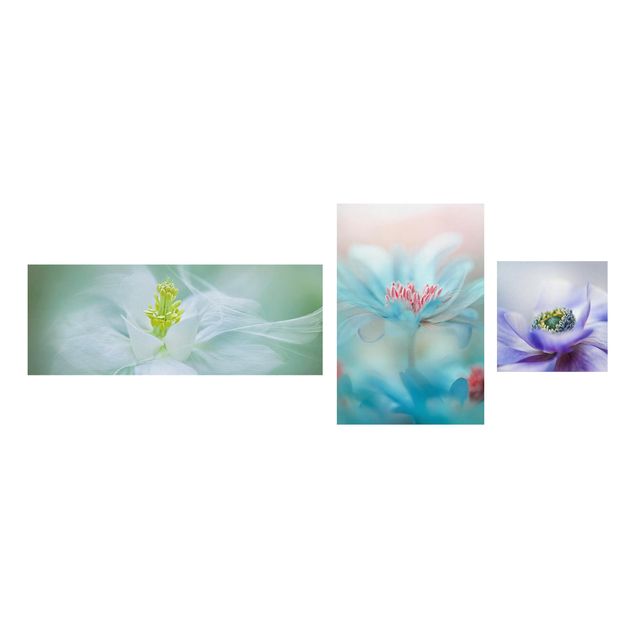 Leinwandbild 3-teilig - Zarte Blüten - Collage 3