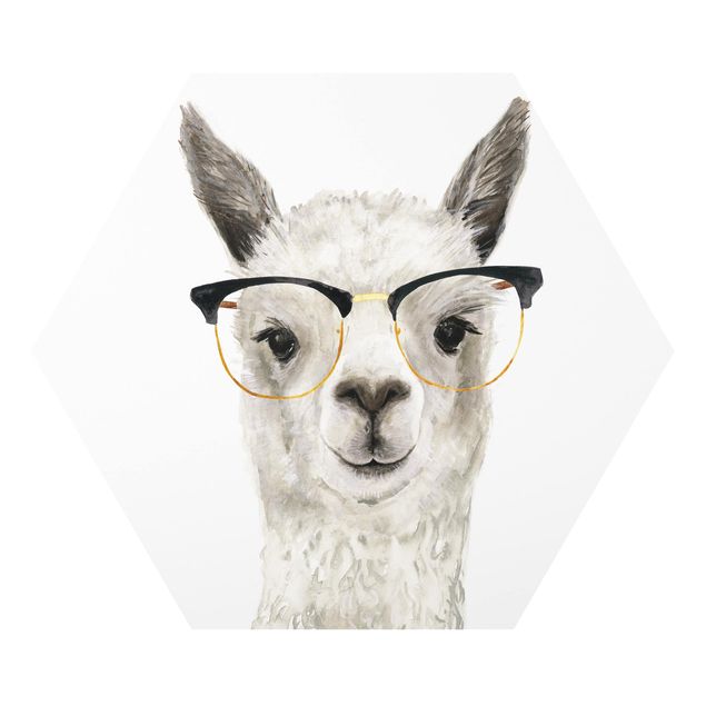 Hexagon Bild Forex - Hippes Lama mit Brille I