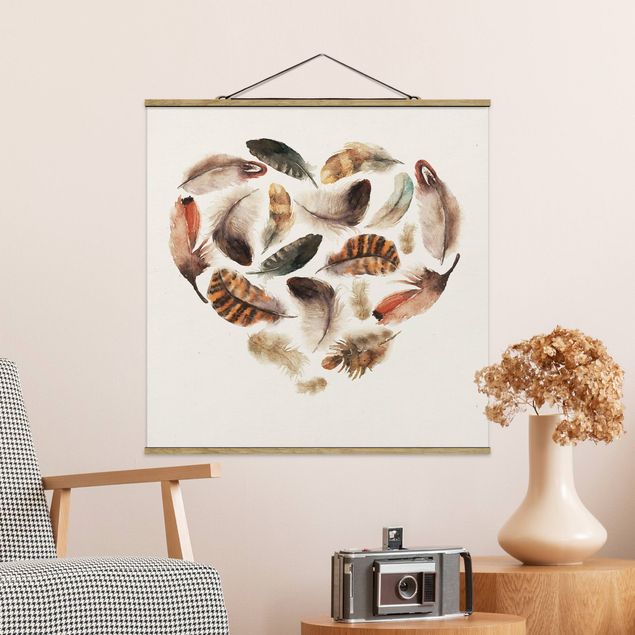 Wandbilder Tiere Herz aus Federn