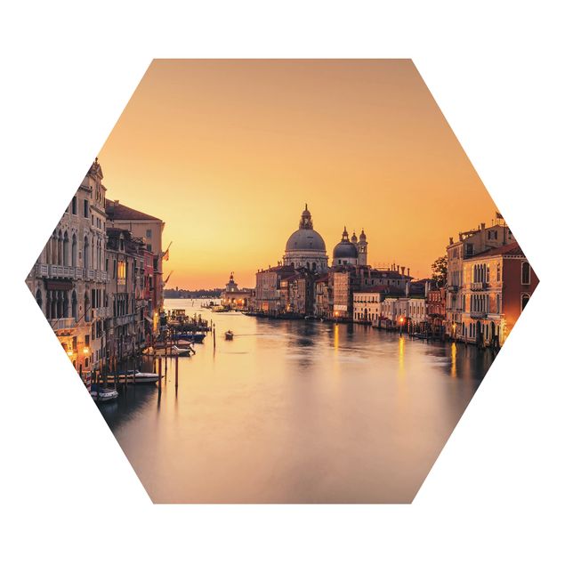 Hexagon Bild Alu-Dibond - Goldenes Venedig