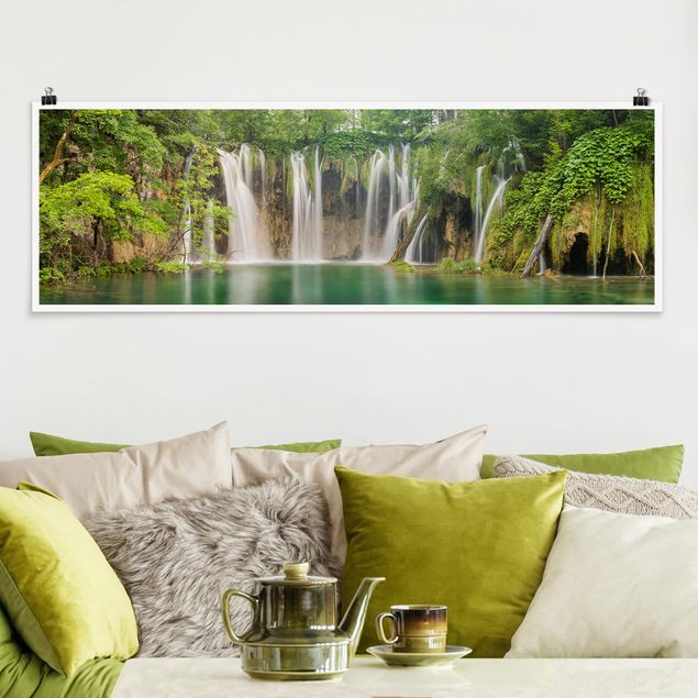 Poster Landschaft Wasserfall Plitvicer Seen