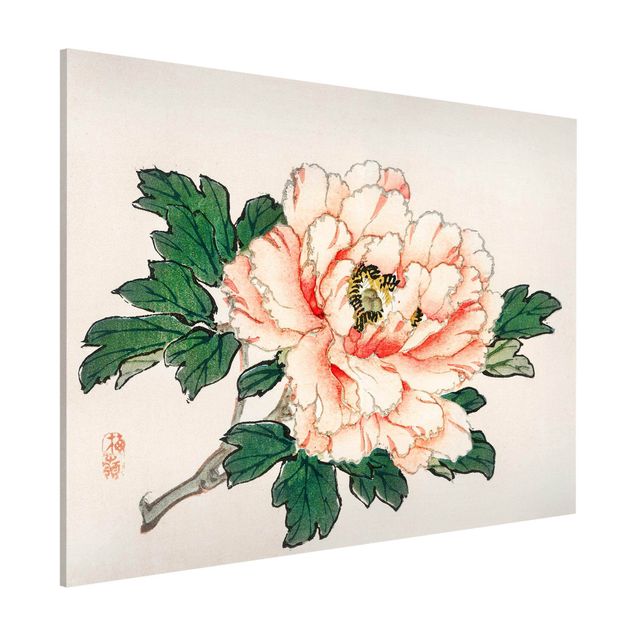 Magnettafel Büro Asiatische Vintage Zeichnung Rosa Chrysantheme