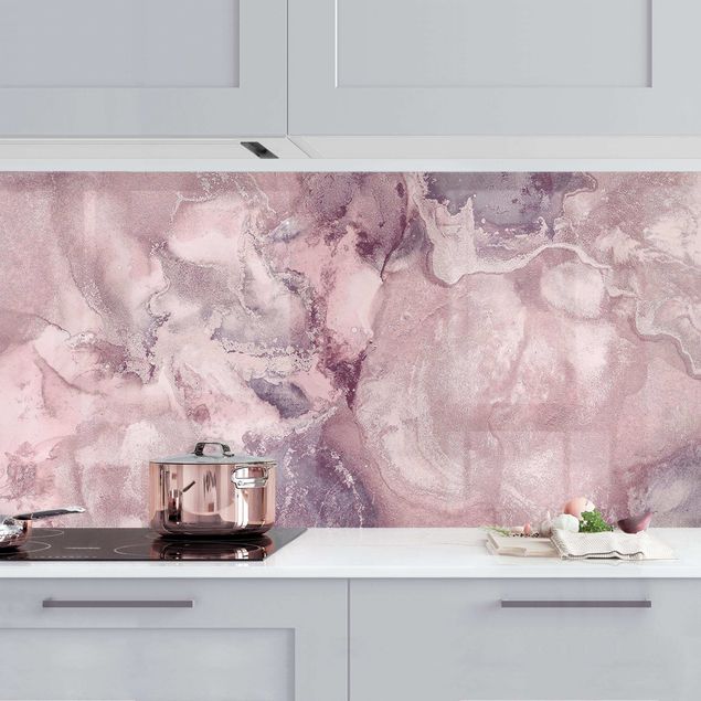 Küchenrückwände Platte Farbexperimente Marmor Violett