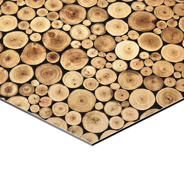 Hexagon Bild Alu-Dibond - Homey Firewood