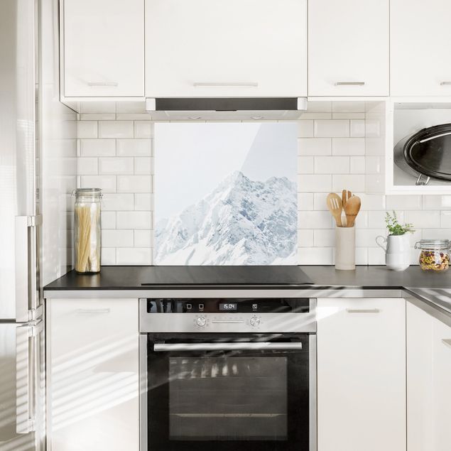 Küchenrückwand Glas Landschaft Weiße Berge