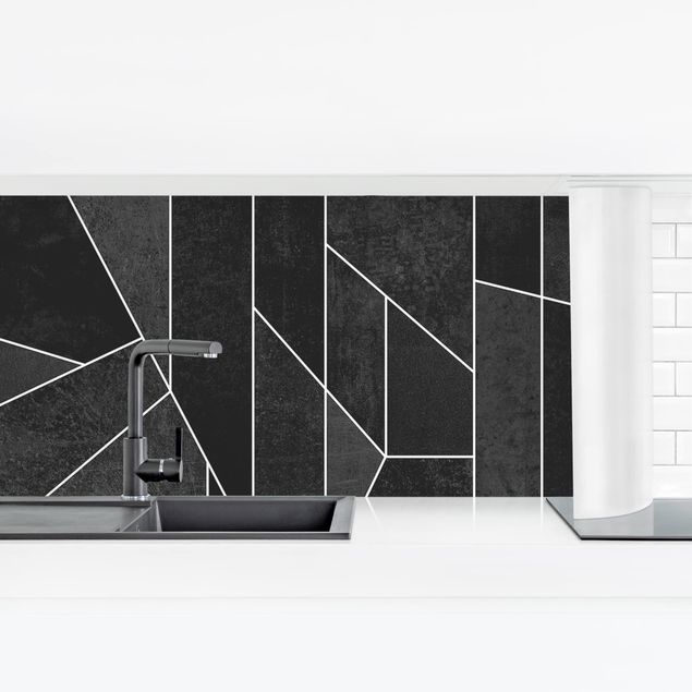 Küchenrückwand Muster Schwarz Weiß Geometrie Aquarell